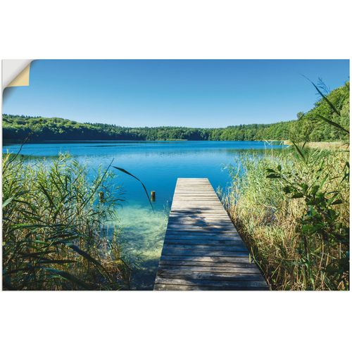 4062144287750 - Wandbild ARTLAND Landschaft am See Steg Bilder Gr B H 60 cm x 40 cm Wandaufkleber - Vinyl Gewässer 1 St blau Kunstdrucke Bilder als Alubild Leinwandbild Wandaufkleber oder Poster in versch Größen