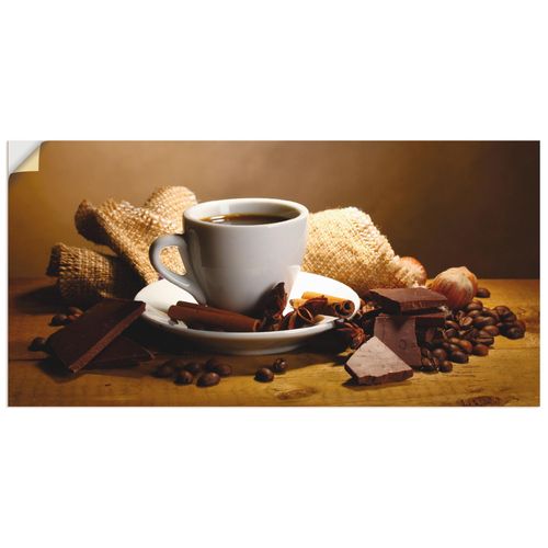 4057738295655 - Wandbild ARTLAND Kaffeetasse Zimtstange Nüsse Schokolade Bilder Gr B H 40 cm x 20 cm Wandaufkleber - Vinyl Getränke Querformat 1 St braun Bild Poster Bilder als Alubild Leinwandbild Wandaufkleber oder in versch Größen