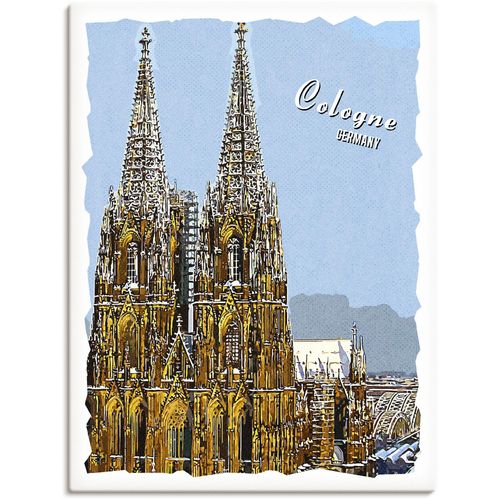 4062144717165 - Wandbild ARTLAND Köln Grafik Bilder Gr B H 45 cm x 60 cm Leinwandbild Köln Hochformat 1 St braun Kunstdrucke als Alubild Leinwandbild Wandaufkleber oder Poster in versch Größen