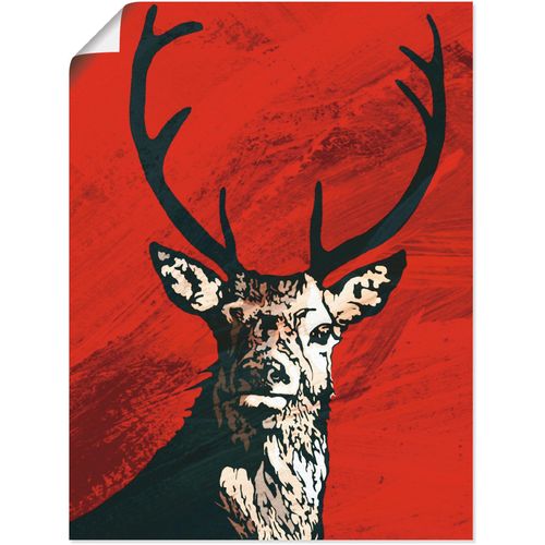 4055327867115 - Wandbild ARTLAND Hirsch Bilder Gr B H 60 cm x 80 cm Poster Wildtiere 1 St rot Kunstdrucke Bilder als Leinwandbild Wandaufkleber oder Poster in versch Größen