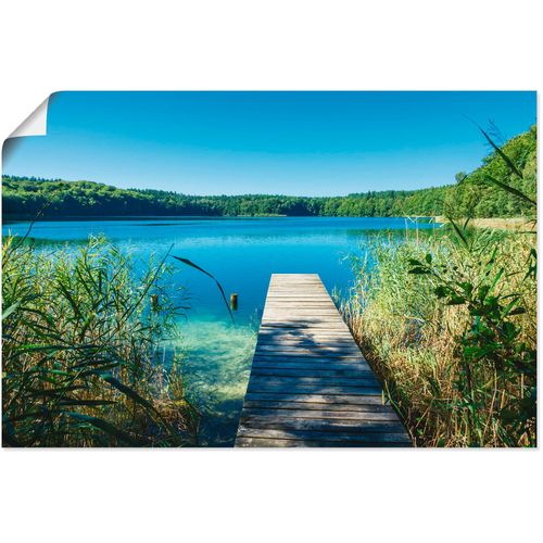 4058661458551 - Wandbild ARTLAND Landschaft am See Steg Bilder Gr B H 60 cm x 40 cm Poster Gewässer 1 St blau Kunstdrucke Bilder als Alubild Leinwandbild Wandaufkleber oder Poster in versch Größen