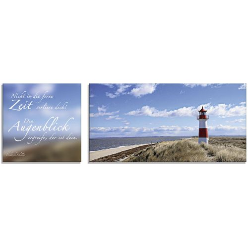 4055327048613 - Glasbild ARTLAND Zitatenbild Leuchtturm Sylt Bilder Gr B H 60 cm x 30 cm Glasbild Sprüche & Te x te 2 St blau Glasbilder in verschiedenen Größen