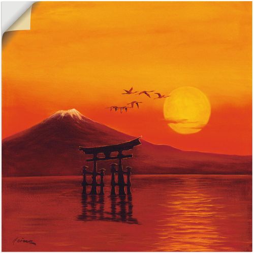 4057738176237 - Wandbild ARTLAND Schwebendes Tor - Asien Bilder Gr B H 40 cm x 40 cm Wandaufkleber - Vinyl Bilder von Asien quadratisch 1 St orange Kunstdrucke als Alubild Leinwandbild Wandaufkleber oder Poster in versch Größen