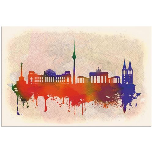 4059745963251 - Wandbild ARTLAND Berlin Deutschland Skyline Bilder Gr B H 60 cm x 40 cm Alu-Dibond-Druck Deutschland Querformat 1 St bunt Bild Poster Bilder als Alubild Leinwandbild Wandaufkleber oder in versch Größen