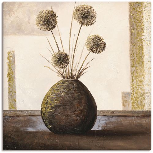 4055327137546 - Wandbild ARTLAND Goldene Vasen II Bilder Gr B H 70 cm x 70 cm Leinwandbild Vasen & Töpfe 1 St beige (naturfarben) Bild Metallbild Metallbilder Bilder als Alubild Leinwandbild Wandaufkleber oder Poster in versch Größen