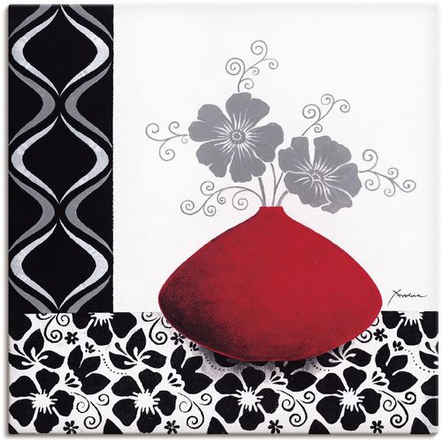 4055327219747 - Wandbild ARTLAND Blumenmuster Bilder Gr B H 40 cm x 40 cm Leinwandbild Vasen & Töpfe 1 St schwarz Bild Leinwandbild Kunstdrucke Bilder als Alubild Leinwandbild Wandaufkleber oder Poster in versch Größen