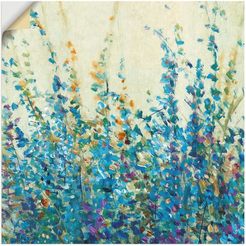 4062144378496 - Wandbild ARTLAND Blautöne II Bilder Gr B H 50 cm x 50 cm Wandaufkleber - Vinyl Blumenwiese quadratisch 1 St blau Bild Metallbild Metallbilder Bilder als Alubild Leinwandbild Wandaufkleber oder Poster in versch Größen