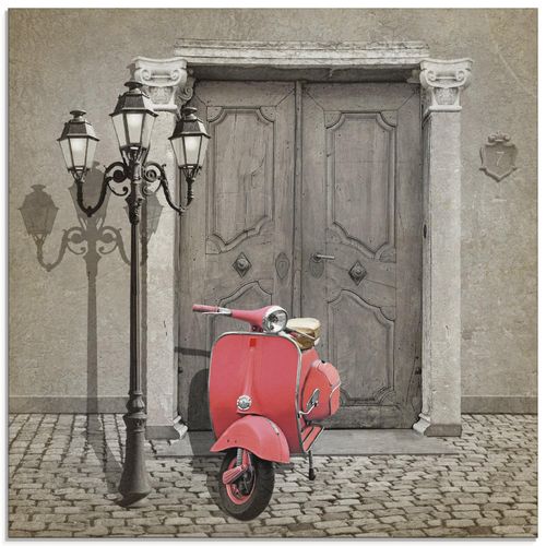 4055327671552 - Glasbild ARTLAND Oldtimer Motorroller Colorkey Bilder Gr B H 20 cm x 20 cm Glasbild Motorräder & Roller quadratisch 1 St pink Bild Glasbild Glasbilder Bilder in verschiedenen Größen