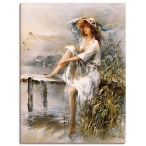 4057738454038 - Wandbild ARTLAND Wasserseite Bilder Gr B H 90 cm x 120 cm Leinwandbild Frau Hochformat 1 St beige (naturfarben) Bild Leinwandbild Kunstdrucke Bilder als Leinwandbild Wandaufkleber oder Poster in versch Größen