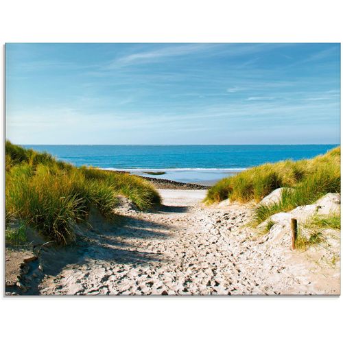 4058661602626 - Glasbild ARTLAND Strand mit Sanddünen und Weg zur See Bilder Gr B H 60 cm x 45 cm Glasbild Strand 1 St beige (naturfarben) Glasbilder in verschiedenen Größen