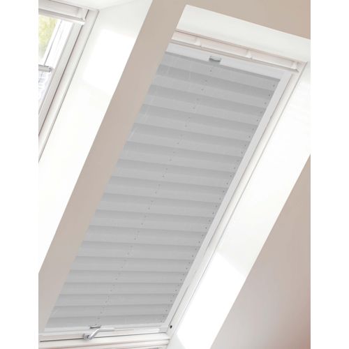 4001442771479 - Dachfensterplissee Young Style Crush Plissees Gr 739 cm zweiseitig verschiebbar 1174 cm grau (grau weiß) Dachfensterplissees mit Führungsschienen