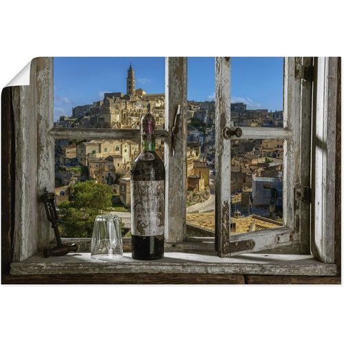 4062144633519 - Wandbild ARTLAND Blick aus dem Fenster Matera Italien Bilder Gr B H 30 cm x 20 cm Poster Fenster & Türen Querformat 1 St grau Kunstdrucke als Alubild Leinwandbild Wandaufkleber oder Poster in versch Größen
