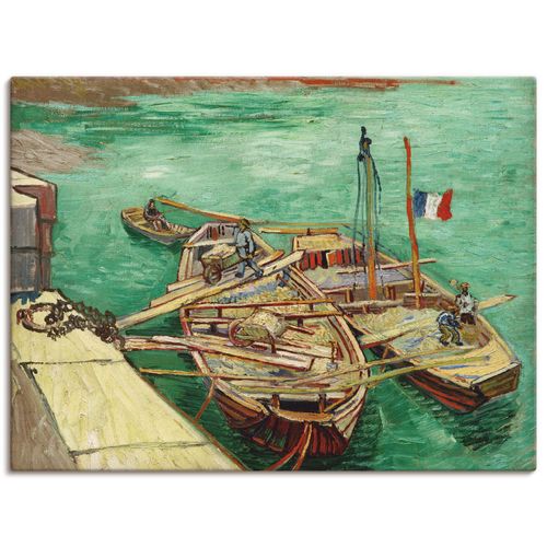 4057738011286 - Wandbild ARTLAND Rhonebarken 1888 Bilder Gr B H 40 cm x 30 cm Leinwandbild Boote & Schiffe Querformat 1 St grün Bild Poster Bilder als Leinwandbild Wandaufkleber oder in versch Größen