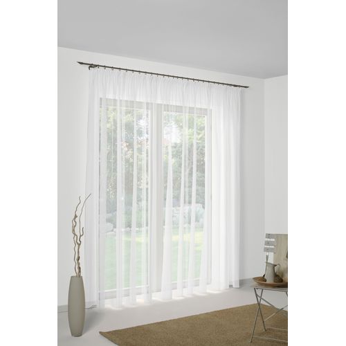 4004567058845 - Vorhang WIRTH Chloé Gardinen Gr 245 cm Faltenband 300 cm weiß Gardine Übergardine Fertiggardine Flauschvorhang Gardinenstore Fertigstore Langstore Kräuselband Store