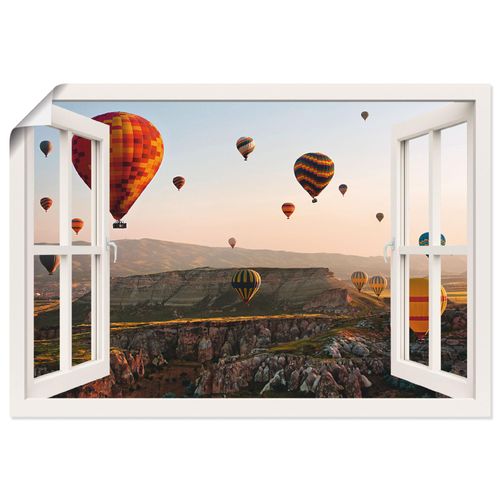 4057738336495 - Wandbild ARTLAND Fensterblick Kappadokien Ballonfahrt Bilder Gr B H 100 cm x 70 cm Poster Ballonfahren Querformat 1 St weiß Bild Poster Bilder als Alubild Leinwandbild Wandaufkleber oder in versch Größen