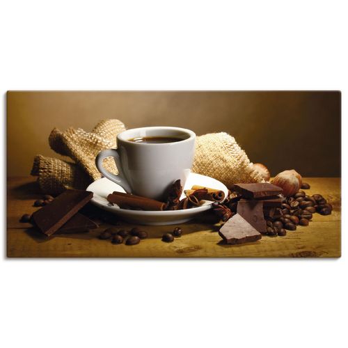 4055327243773 - Wandbild ARTLAND Kaffeetasse Zimtstange Nüsse Schokolade Bilder Gr B H 100 cm x 50 cm Leinwandbild Getränke Querformat 1 St braun Bild Poster Bilder als Alubild Leinwandbild Wandaufkleber oder in versch Größen