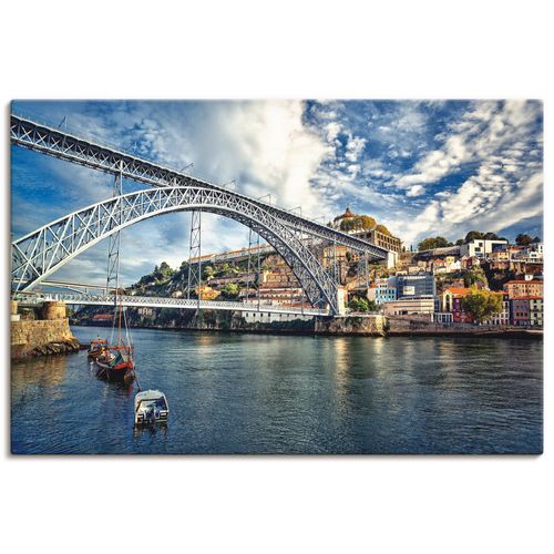 4059745867672 - Wandbild ARTLAND Panorama Porto mit Eiffel Brücke Bilder Gr B H 60 cm x 40 cm Leinwandbild Brücken Querformat 1 St blau Bild Leinwandbild Kunstdrucke Bilder als Alubild Leinwandbild Wandaufkleber oder Poster in versch Größen