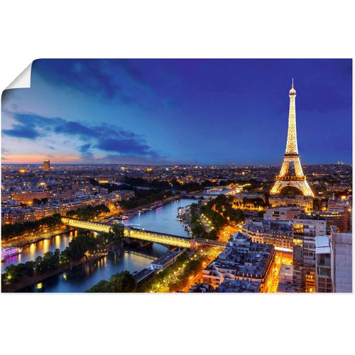 4062144662830 - Wandbild ARTLAND Eiffelturm und Seine am Abend Paris Bilder Gr B H 30 cm x 20 cm Poster Paris Querformat 1 St blau Kunstdrucke als Alubild Leinwandbild Wandaufkleber oder Poster in versch Größen