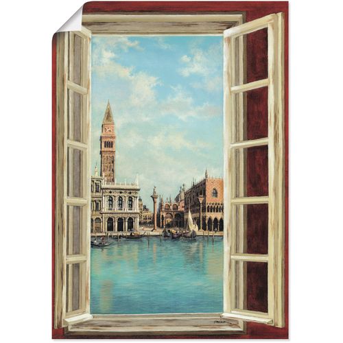 4055327641333 - Wandbild ARTLAND Fenster mit Blick auf Venedig Bilder Gr B H 50 cm x 70 cm Poster Fensterblick 1 St beige (naturfarben) Bild Poster Bilder als Alubild Leinwandbild Wandaufkleber oder in versch Größen