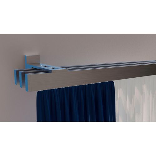 4042627422137 - Gardinenstange INDEKO Bern Gardinenstangen Gr L 250 cm 1 St 3 läufig silberfarben (edelstahlfarben) Gardinenstangen nach Maß Innenlauf Komplett-Set inkl Gleitern und Montagematerial