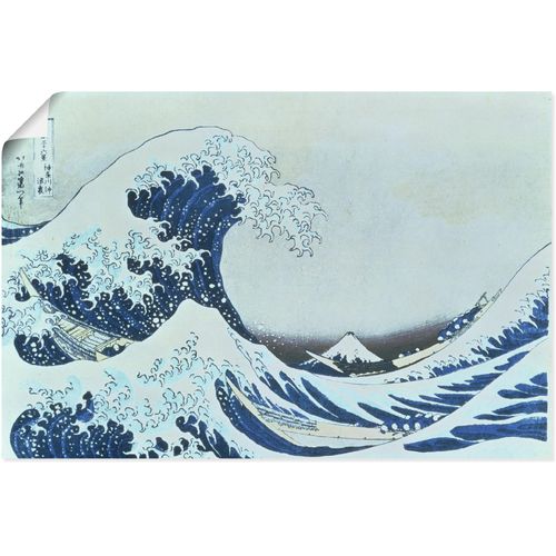 4058661199843 - Wandbild ARTLAND Die grosse Welle von Kanagawa 1831 Bilder Gr B H 90 cm x 60 cm Poster Gewässer 1 St blau Bild Poster Bilder als Alubild Leinwandbild Wandaufkleber oder in versch Größen