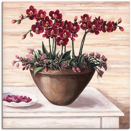 4055327139953 - Wandbild ARTLAND Orchideen in Bordeaux Bilder Gr B H 70 cm x 70 cm Leinwandbild Blumen 1 St beige (naturfarben) Bild Poster Bilder als Alubild Leinwandbild Wandaufkleber oder in versch Größen
