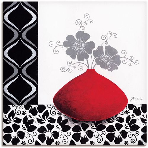 4055327136730 - Wandbild ARTLAND Blumenmuster Bilder Gr B H 50 cm x 50 cm Leinwandbild Vasen & Töpfe 1 St schwarz Bild Leinwandbild Kunstdrucke Bilder als Alubild Leinwandbild Wandaufkleber oder Poster in versch Größen