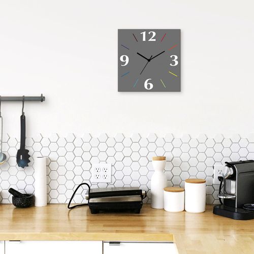 4059745807524 - Wanduhr ARTLAND Uni Trendfarben Wanduhren Gr B H T 30 cm x 30 cm x 03 cm Funkuhr 4 Ziffern bunt (bunt grau) Wanduhren wahlweise mit Quarz- oder Funhuhrwerk lautlos ohne Tickgeräusche