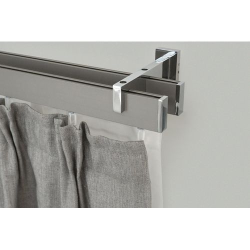 9002777152983 - Innenlaufschiene GARESA FLAT Gardinenstangen Gr L 280 cm 1 St 2 läufig silberfarben (vernickelt chromfarben) Gardinenschienen Rechteckprofil Wandmontage perfekter Lauf modern verlängerbar