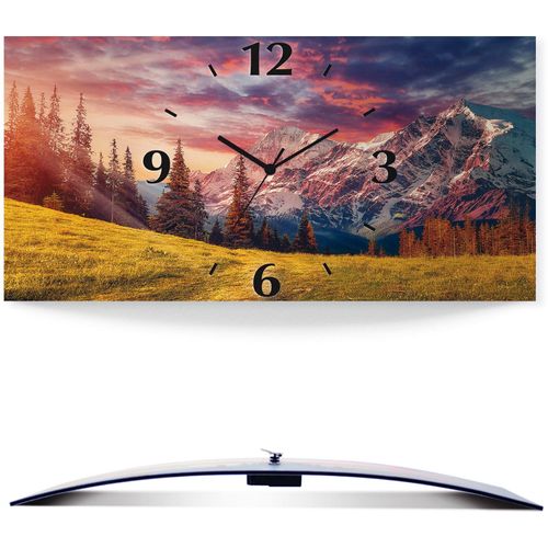 4062144604397 - Wanduhr ARTLAND Alpines Hochland Wanduhren Gr B H T 60 cm x 30 cm x 03 cm Funkuhr rot Wanduhren 3D Optik gebogen mit Quarz- oder Funkuhrwerk versch Größen