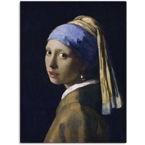 4055327655217 - Wandbild ARTLAND Das Mädchen mit dem Perlenohrgehänge Bilder Gr B H 45 cm x 60 cm Leinwandbild Frau 1 St schwarz Bild Poster Bilder als Leinwandbild Wandaufkleber oder in versch Größen