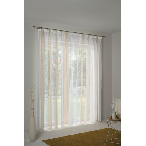 4004567093433 - Vorhang WIRTH TARA Gardinen Gr 120 cm Faltenband 300 cm goldfarben Fertiggardine Fertigstore Flauschvorhang Gardine Gardinenstore Langstore Übergardine Badezimmergardinen Store