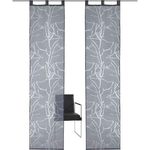 6930325746816 - Schiebegardine MY HOME Anna Gardinen Gr 145 cm Schlaufen 57 cm grau Schiebegardinen halbtransparent Gardine Inkl Beschwerungsstange