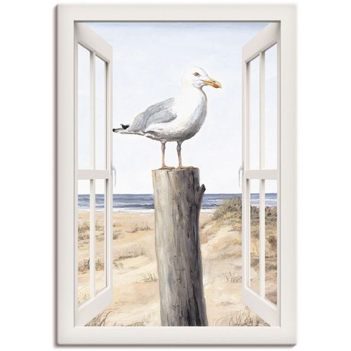 4062144594384 - Wandbild ARTLAND Möwe Fensterblick Bilder Gr B H 50 cm x 70 cm Leinwandbild Vogelbilder Hochformat 1 St weiß Kunstdrucke als Alubild Leinwandbild Wandaufkleber oder Poster in versch Größen