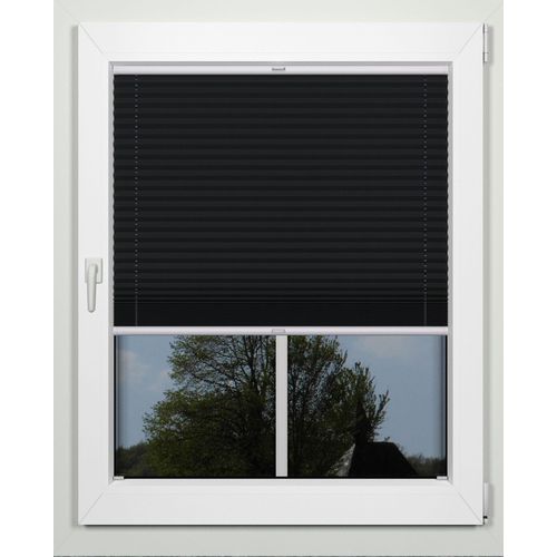 4042627349496 - Plissee INDEKO simple Plissees Gr 100 cm zweiseitig verschiebbar 120 cm schwarz (schwarz weiß) Sonnenschutz-Plissees nach Maß