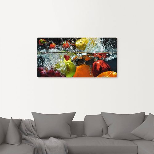 4059745919616 - Wandbild ARTLAND Spritzendes Obst auf dem Wasser Bilder Gr B H 150 cm x 75 cm Leinwandbild Lebensmittel Querformat 1 St bunt Bild Leinwandbild Kunstdrucke Bilder als Alubild Leinwandbild Wandaufkleber oder Poster in versch Größen
