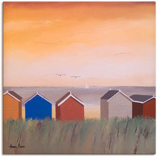 4055327429214 - Wandbild ARTLAND Strandhäuser II Bilder Gr B H 40 cm x 40 cm Leinwandbild Strand 1 St orange Bild Kunstdruck Kunstdrucke Bilder als Leinwandbild Wandaufkleber oder Poster in versch Größen