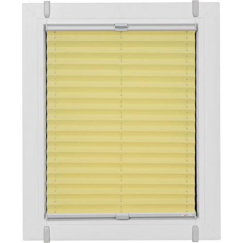 4001442866977 - Plissee One Size Style Crepe Plissees Gr 100 cm zweiseitig verschiebbar 45 cm gelb (zartgelb grau grau) Plissees ohne Bohren Zubehörfarbe zum Klemmen