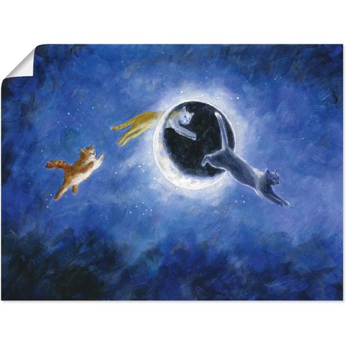 4055327386333 - Wandbild ARTLAND In der Nacht sind alle Katzen grau Bilder Gr B H 80 cm x 60 cm Poster Haustiere 1 St blau Bild Kunstdruck Kunstdrucke Bilder als Leinwandbild Wandaufkleber oder Poster in versch Größen