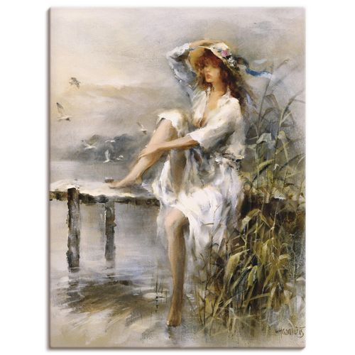 4057738454021 - Wandbild ARTLAND Wasserseite Bilder Gr B H 60 cm x 80 cm Leinwandbild Frau Hochformat 1 St beige (naturfarben) Bild Leinwandbild Kunstdrucke Bilder als Leinwandbild Wandaufkleber oder Poster in versch Größen