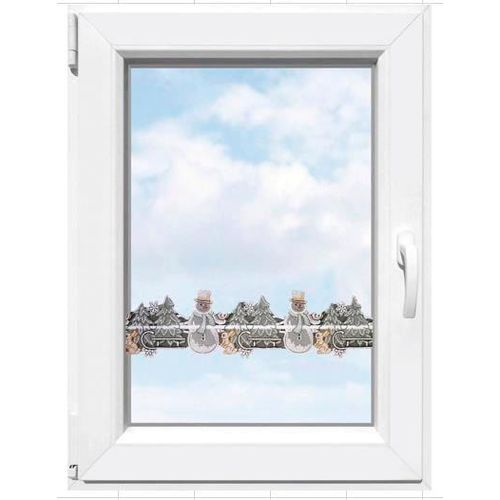 4028298305566 - Scheibengardine Winter Stickereien Plauen Stangendurchzug (1 St) halbtransparent Fensterdekoration Winter beige|grün|weiß