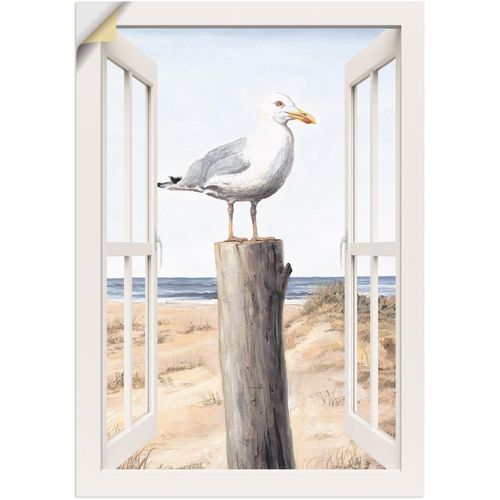 4062144594414 - Wandbild ARTLAND Möwe Fensterblick Bilder Gr B H 70 cm x 100 cm Wandaufkleber - Vinyl Vogelbilder Hochformat 1 St weiß Kunstdrucke als Alubild Leinwandbild Wandaufkleber oder Poster in versch Größen