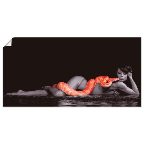 4062144499474 - Wandbild ARTLAND Frau in Wasser liegend mit Python Bilder Gr B H 60 cm x 30 cm Poster Frau Querformat 1 St rot Bild Poster Bilder als Alubild Leinwandbild Wandaufkleber oder in versch Größen