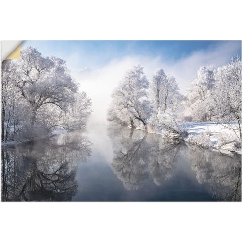 4062144644768 - Wandbild ARTLAND Winter in Oberbayern Bilder Gr B H 60 cm x 40 cm Wandaufkleber - Vinyl Seebilder Querformat 1 St blau Kunstdrucke als Alubild Leinwandbild Wandaufkleber oder Poster in versch Größen
