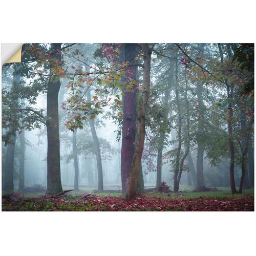 4062144666463 - Wandbild ARTLAND Nebel im Wald Bilder Gr B H 90 cm x 60 cm Wandaufkleber - Vinyl Waldbilder Querformat 1 St blau Kunstdrucke als Alubild Leinwandbild Wandaufkleber oder Poster in versch Größen