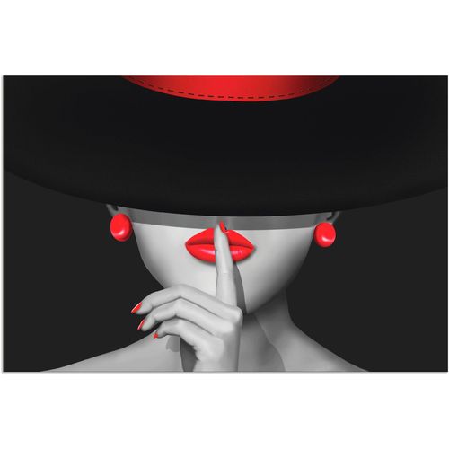 4058661009302 - Wandbild ARTLAND Sei still Bilder Gr B H 60 cm x 40 cm Alu-Dibond-Druck Frau 1 St schwarz Bild Kunstdruck Kunstdrucke Bilder als Alubild Leinwandbild Wandaufkleber oder Poster in versch Größen
