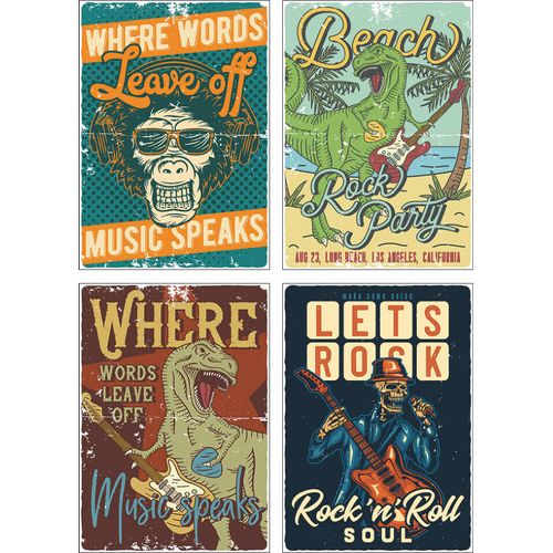 4062144315866 - Poster ARTLAND Musik spricht Bilder Gr B H 297 cm x 42 cm Poster Sprüche & Texte Hochformat 4 St orange Poster Bilder Poster Wandbild Bild Wandposter