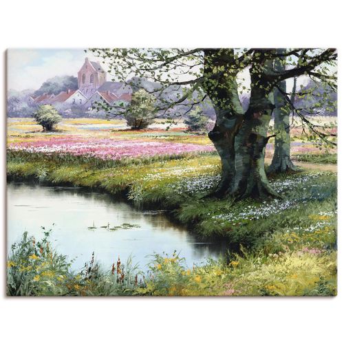 4057738435945 - Wandbild ARTLAND Das Dorf Bilder Gr B H 80 cm x 60 cm Leinwandbild Felder Querformat 1 St grün Bild Leinwandbild Kunstdrucke Bilder als Leinwandbild Wandaufkleber oder Poster in versch Größen
