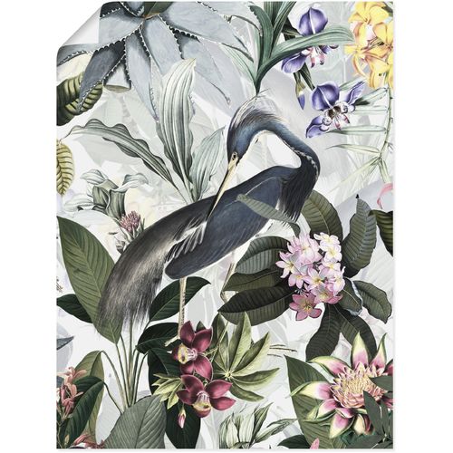 4062144648223 - Wandbild ARTLAND Vintage Kranich Bilder Gr B H 30 cm x 40 cm Poster Vogelbilder Hochformat 1 St grau Kunstdrucke als Alubild Leinwandbild Wandaufkleber oder Poster in versch Größen
