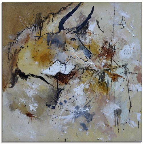 4058661155320 - Glasbild ARTLAND Abstrakt Stier Bilder Gr B H 40 cm x 40 cm Glasbild Wildtiere quadratisch 1 St braun Bild Glasbild Glasbilder Bilder in verschiedenen Größen